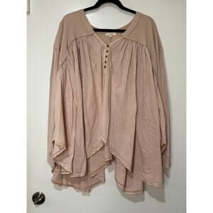 Easel Oversized Long-Sleeved Top Asymmetrical Hem Dusty Pink Size Small NWOT